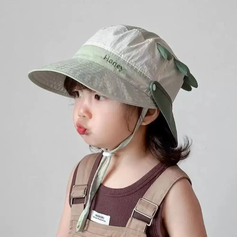 

Quick-dry Cartoon Animal Bucket Hat Letter Embroidery Shading Hat Summer Kid Sunhat Anti-UV Sun Hat Detachable