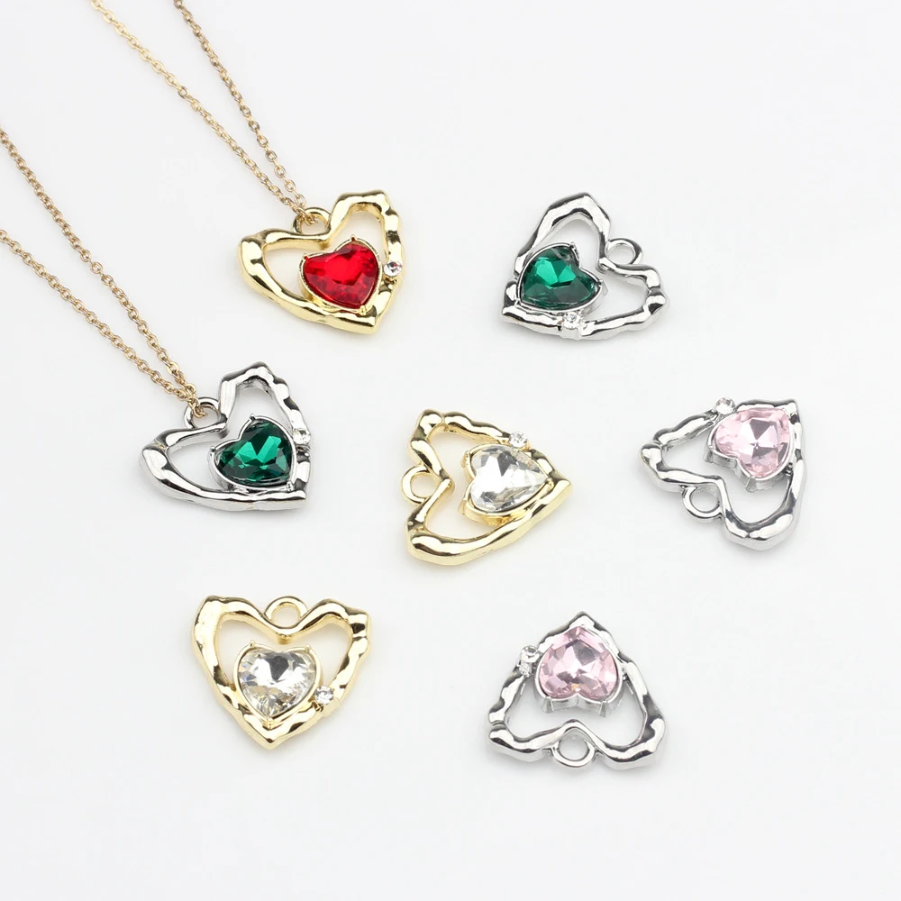 

6PCS Cute Fashion Heart Shape Handmade Diy Findings Bracelets Earring Pendant Charms for Jewelry Making Accessories Craft Hollow