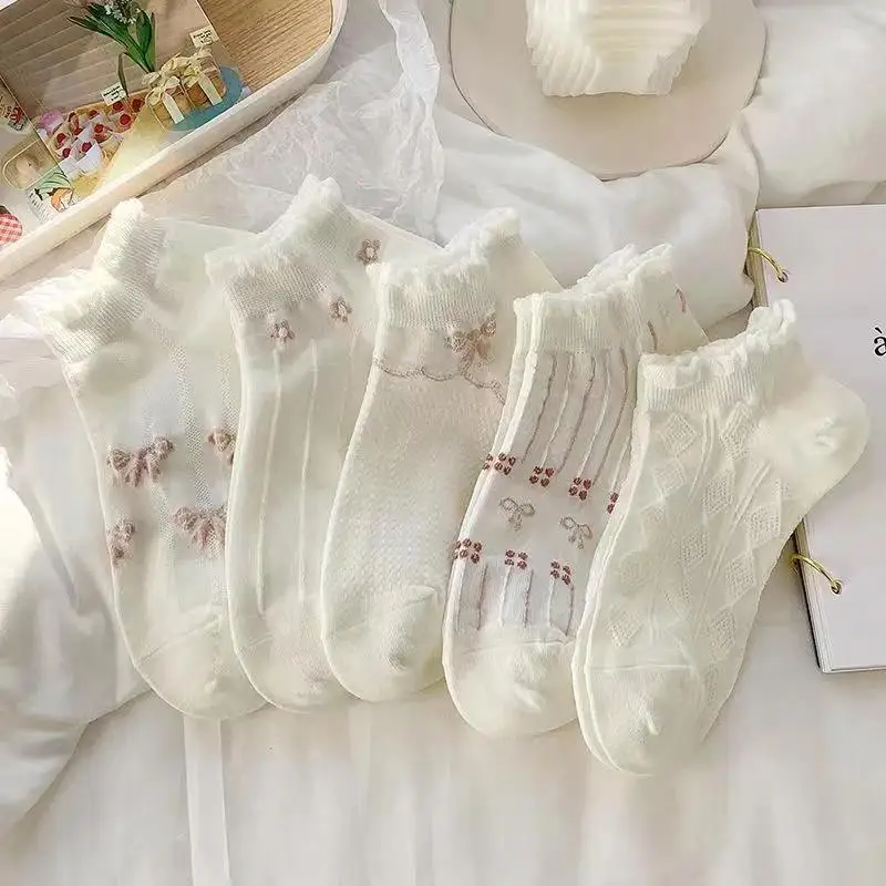 

5 Pairs No Show Women Socks Breathable Sweat Resistant Anti-odor Invisible Low Cut Sock Breathable Comfortable Sox Female