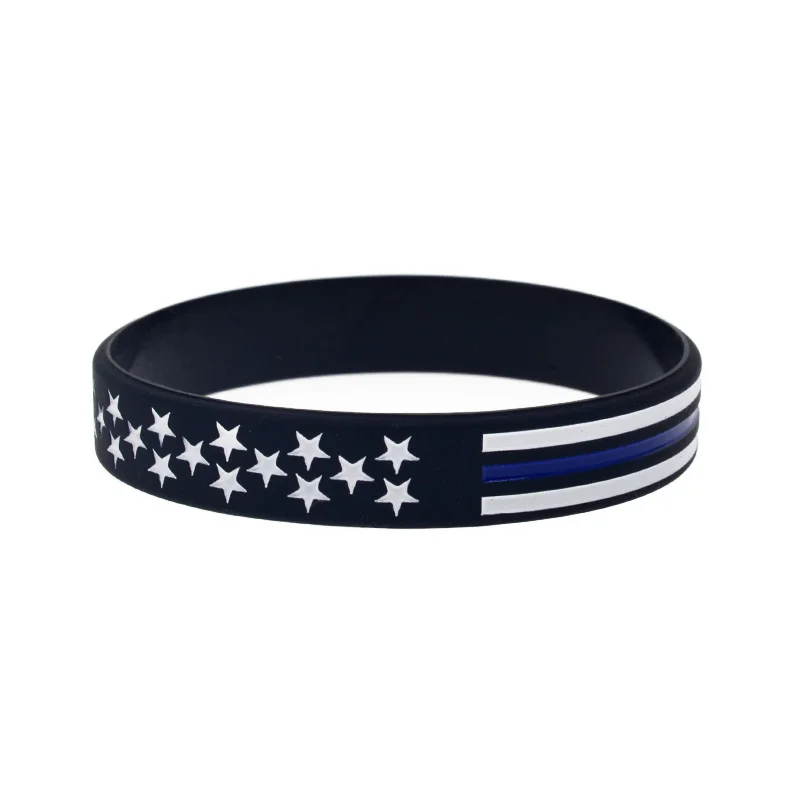 50 Pcs Red White Blue Line Logo American Flag Silicone Wristband Independence Day Event Gift Bangle