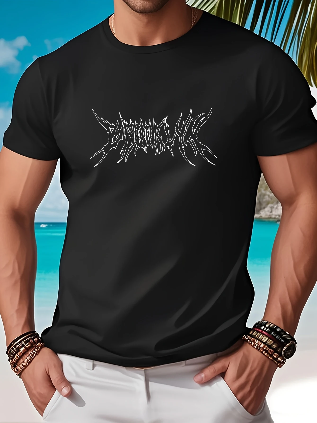 

2025 Men's Summer Fashionable Casual Sports Loose Pattern Printed Round Neck Short Sleeved T-shirt