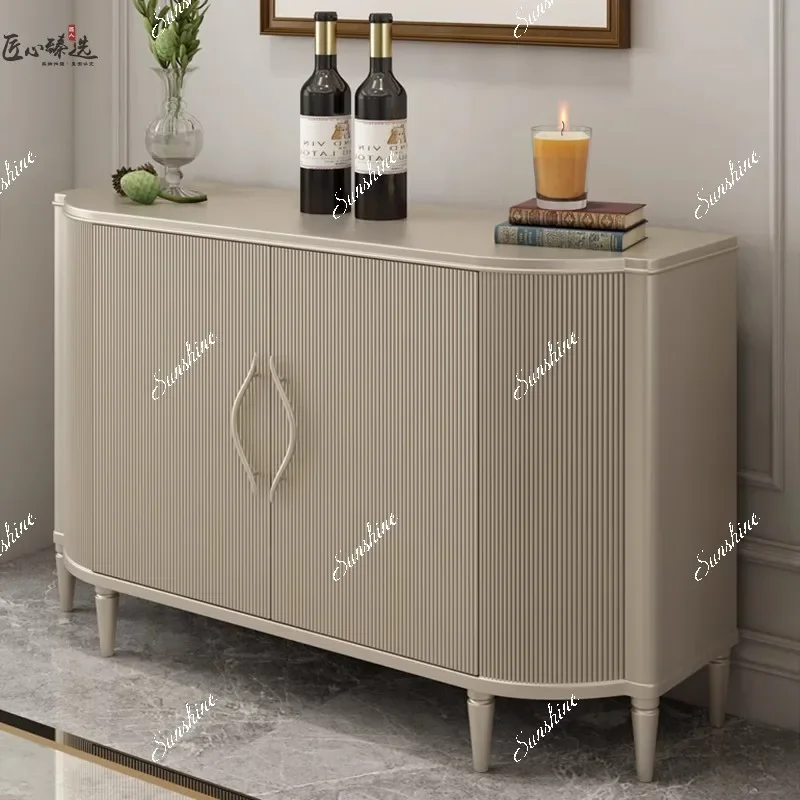 American light luxury solid wood entrance, modern simple living room champagne decoration, lockers