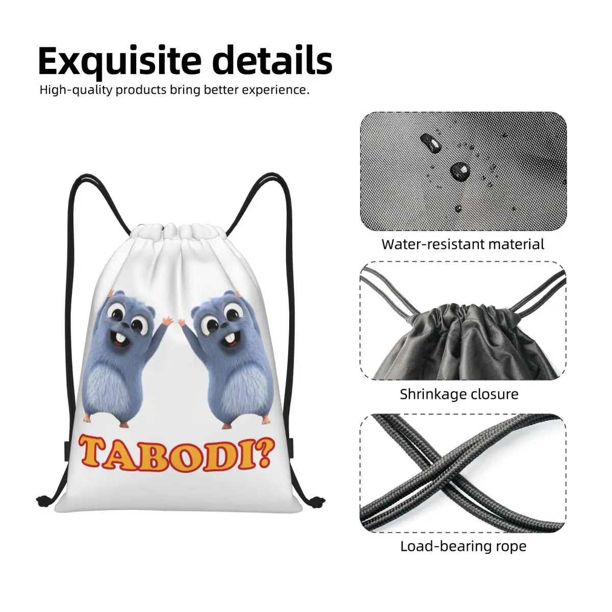 حقيبة برباط من Grizzy And The Lemmings لتدريب حقائب الظهر لليوجا للنساء والرجال شخصيات الرسوم المتحركة الكوميدية حقيبة رياضية للصالة الرياضية