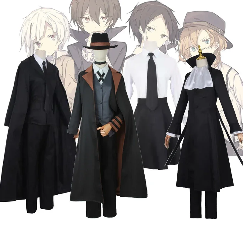 Anime Bungo Stray dogs cosplay costume Nakahara chuuya Dazai Osamu Yosano Akiko wig Halloween full set cosplay suit unisex