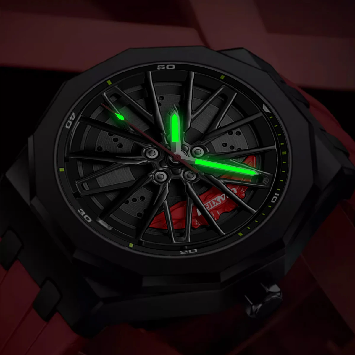 Jam Tangan Pria CHAXIGO dengan Tali Silikon Bergaya Unik, Bezel Berputar, Jarum Jam Bercahaya, Tahan Air 30m