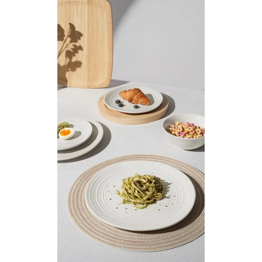 أطباق وأطباق مجموعات 12 قطعة أطقم أواني طعام من الخزف الحجري مجموعة أطباق لـ 4 قطع مرقطة مصنوعة يدويًا مجموعة أطباق الصقيل التفاعلية Twilight Ser