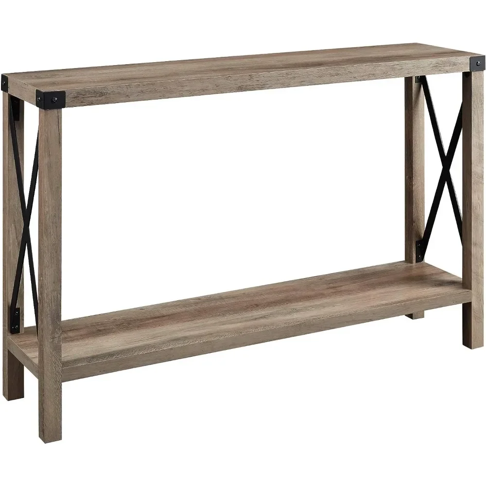 

Walker Edison Sedalia Modern Farmhouse Metal X Entry Table, 46 Inch, Grey