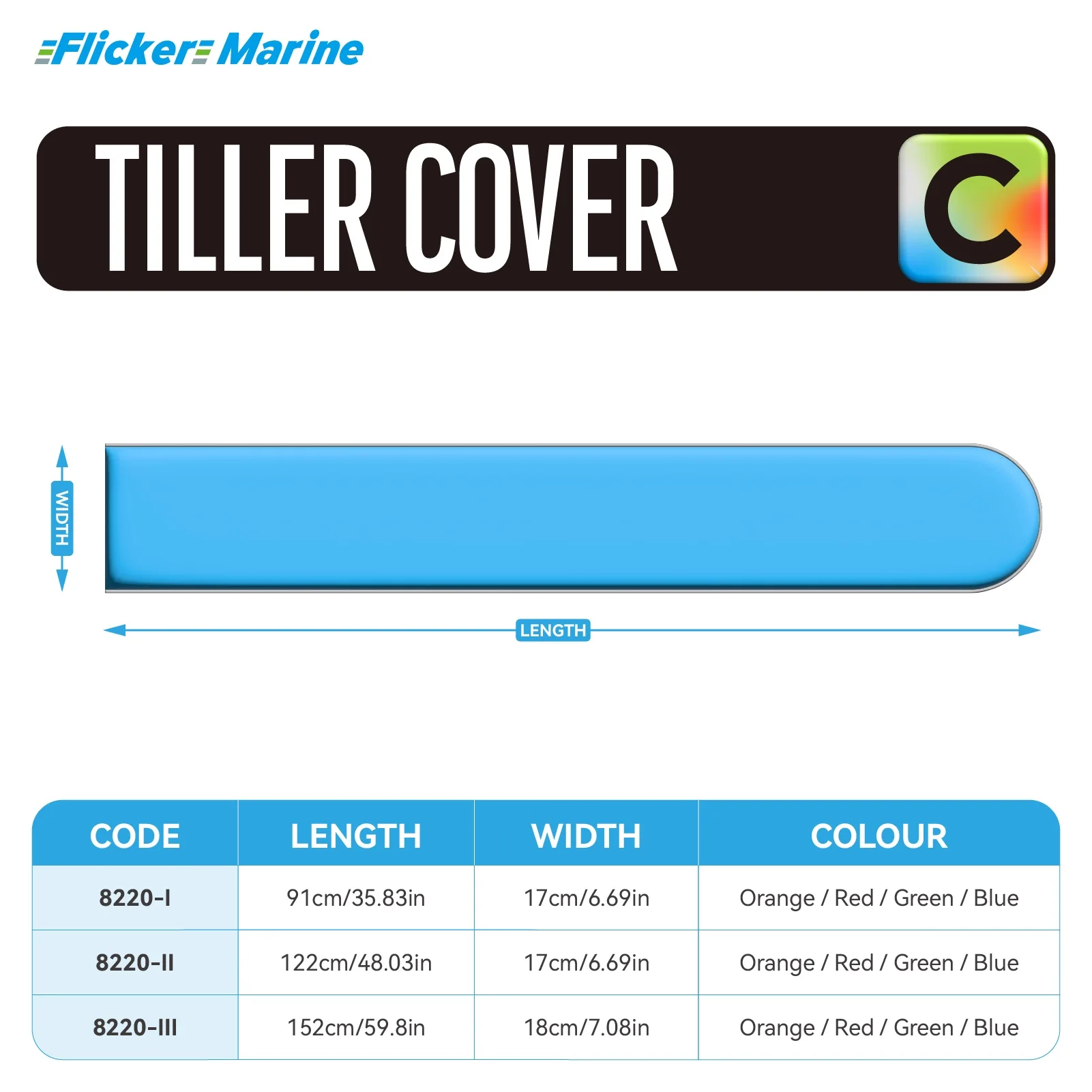 Colorful Reflective Tiller Cover for Sailboats, UV Resistant Steering Tiller Protector Sleeve with High Visibility Reflective St