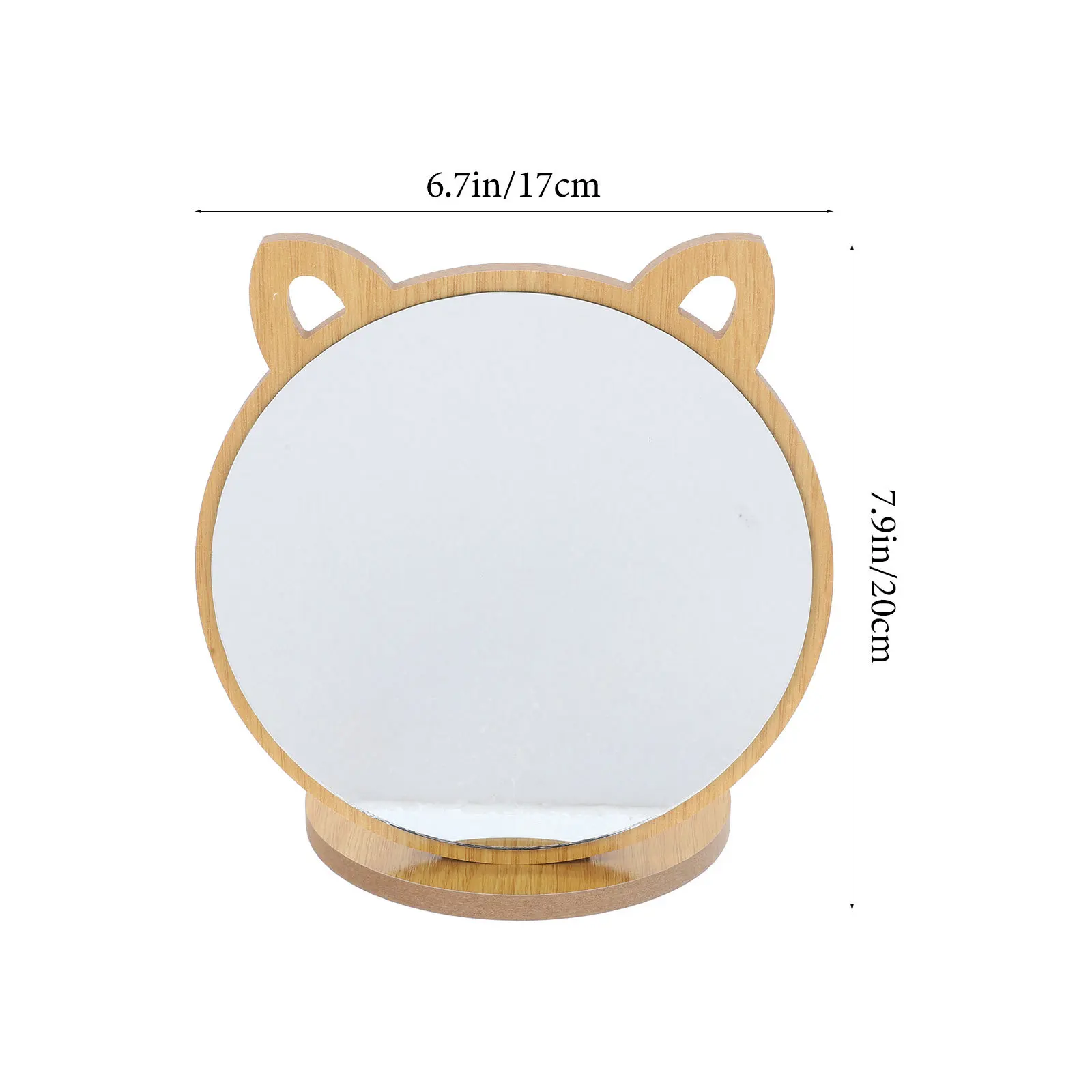 Tisch-Make-up-Spiegel aus Holz für Mädchen, tragbarer Kosmetikspiegel mit kompaktem Design für Schlafzimmer-Schreibtisch-Dekoration