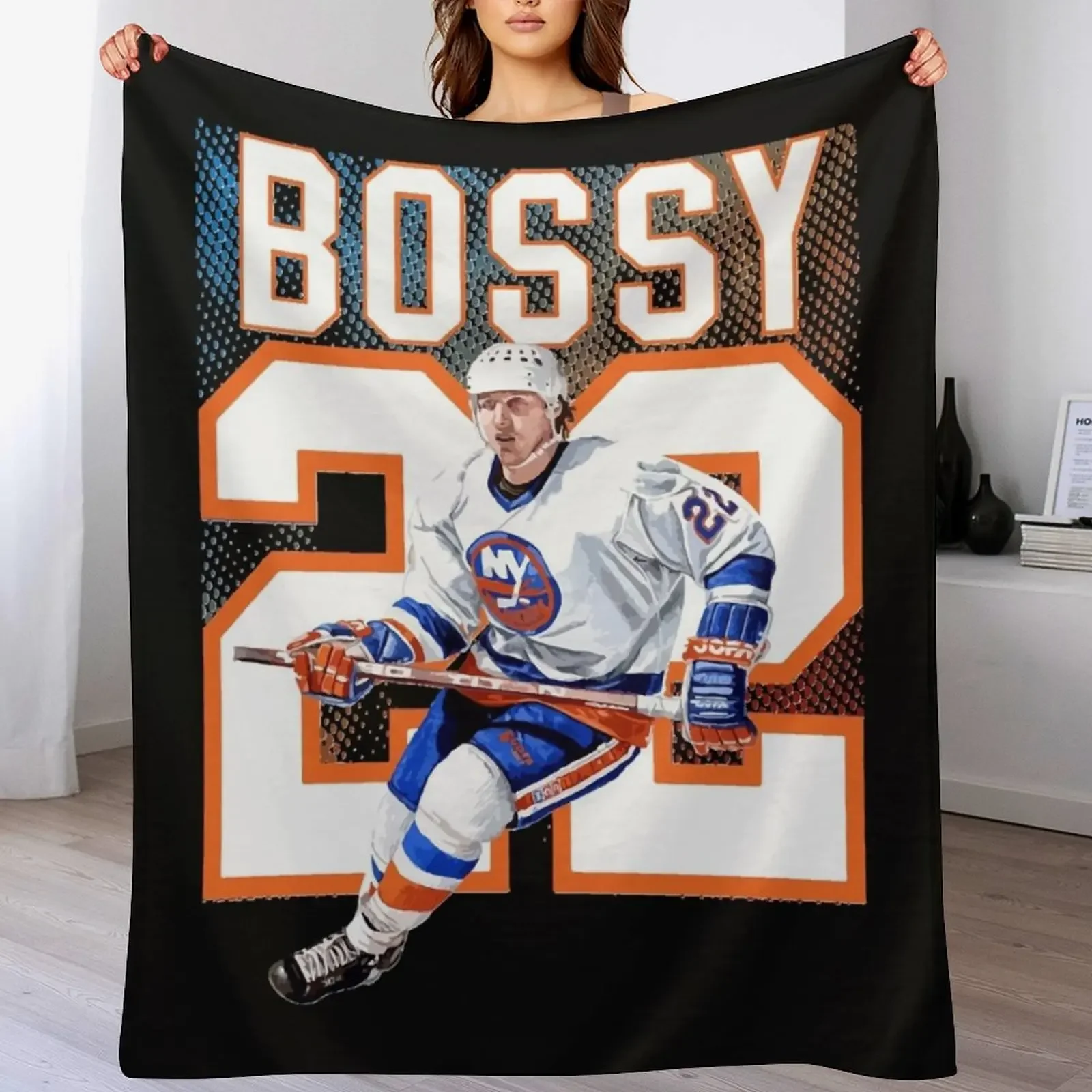 

Hockey Legend Mike BossyClassic Throw Blanket Luxurious Soft Fuzzy Blanket for Sofa Bed