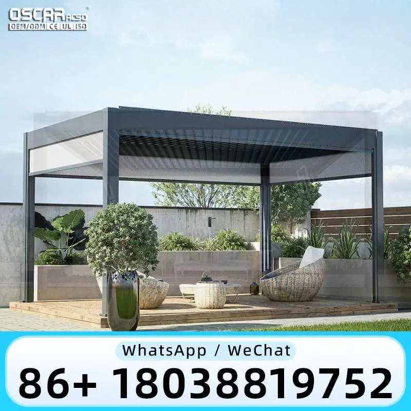 Outdoor Waterproof Louver Roof System Bioclimatic Aluminium Pergola with Louvers for Garden Patio Backyard pergola