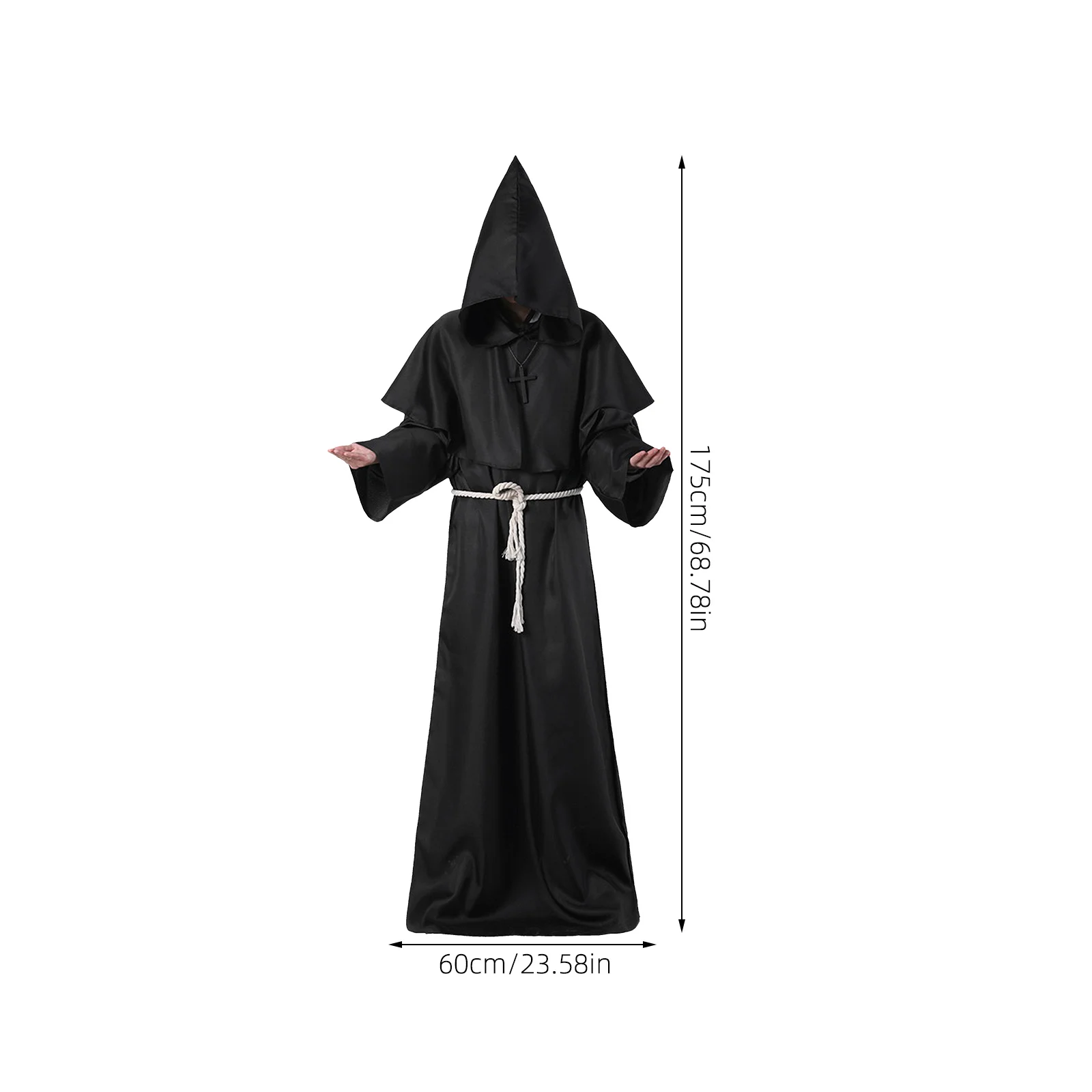 Miglior personalizzato per costumi da uomo di Halloween Abito da monaco medievale Abito cosplay bianco da uomo