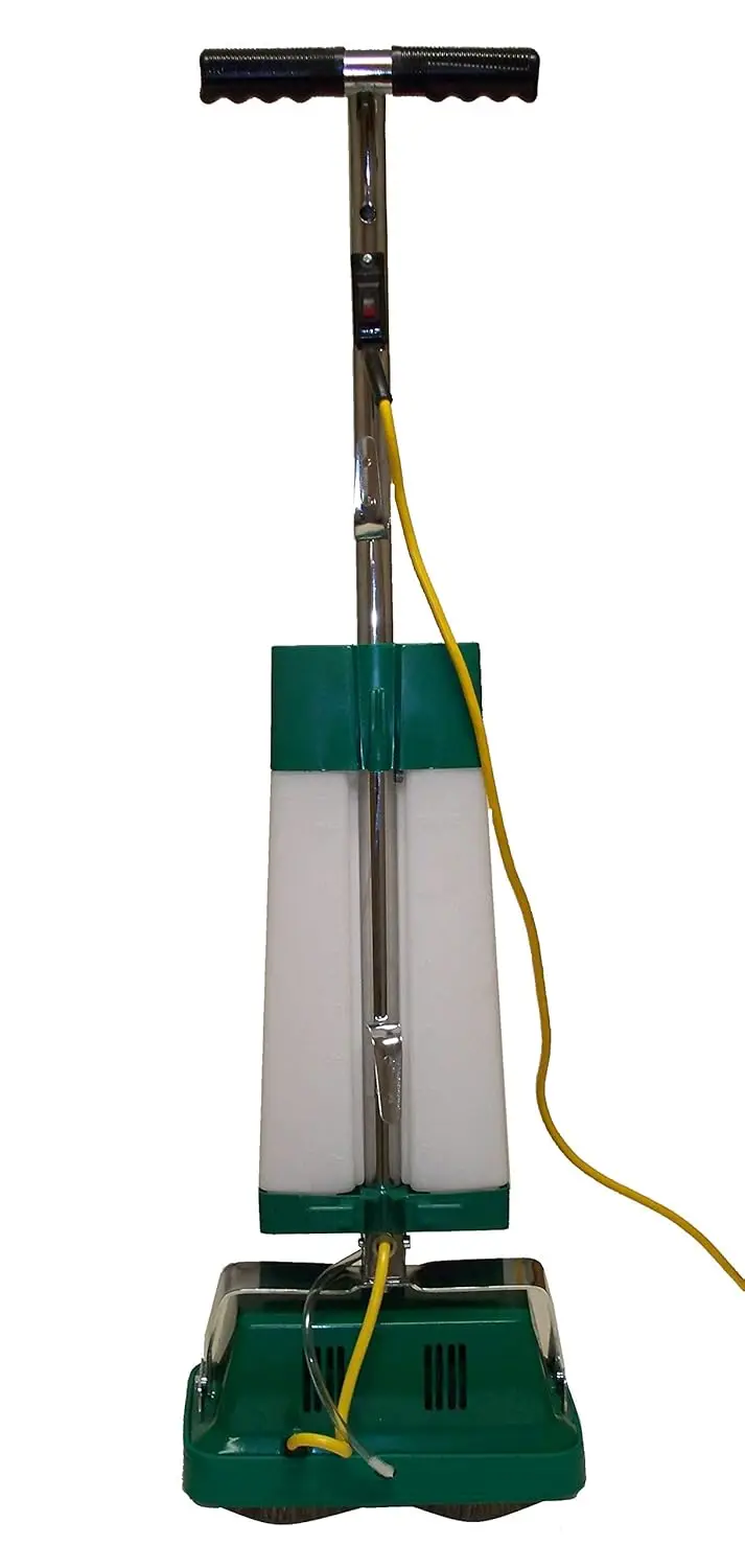 BigGreen BGFS5000 Портативный скруббер и полировщик для пола с двумя щетками, ширина 13 дюймов x 7 дюймов x 44 дюйма, белый и зеленый