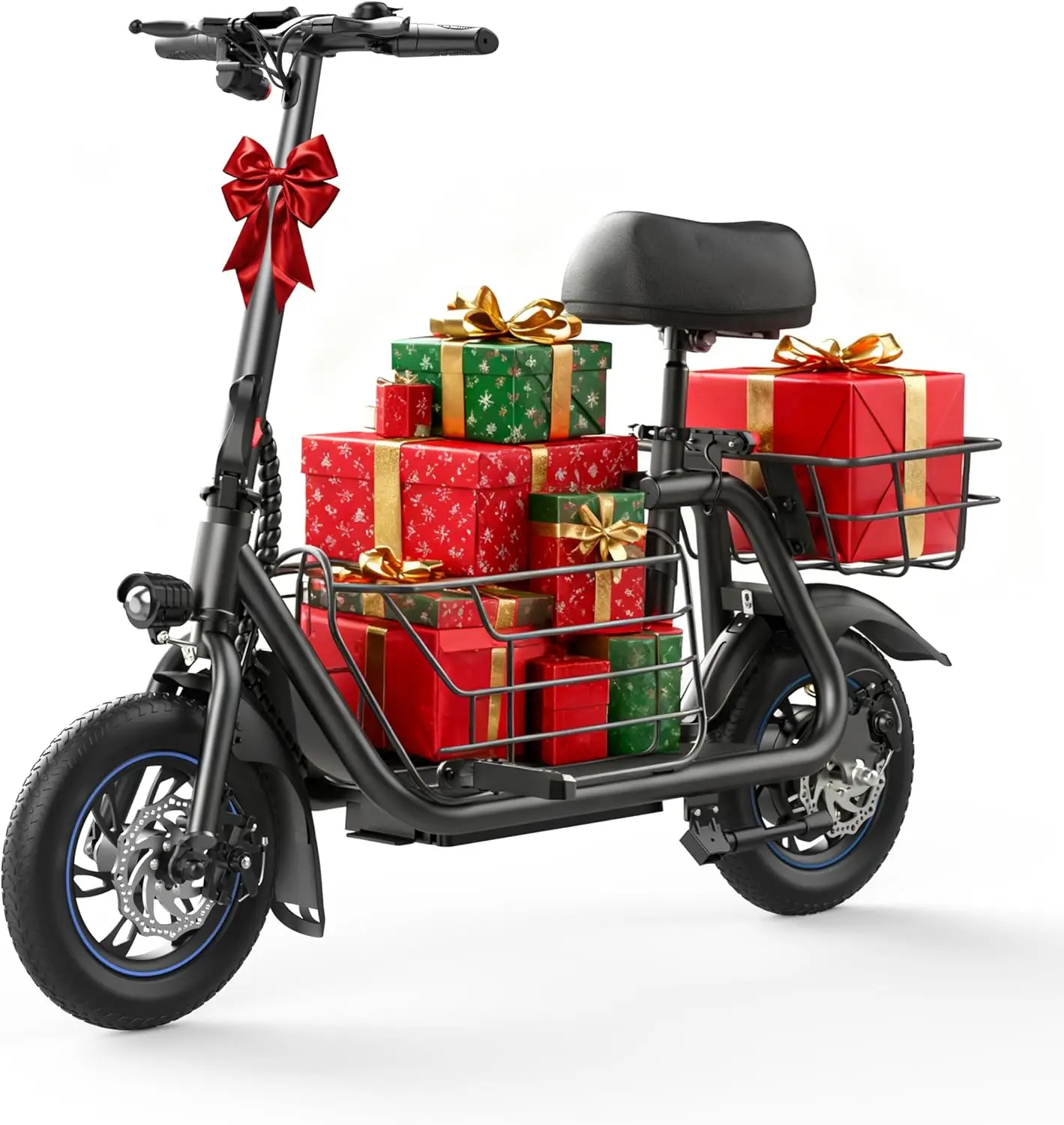 

Electric Scooter with Seat, 550W Motor, 18.6MPH, 20 Miles Range, Large Basket for Pets & Items – C1S-V1