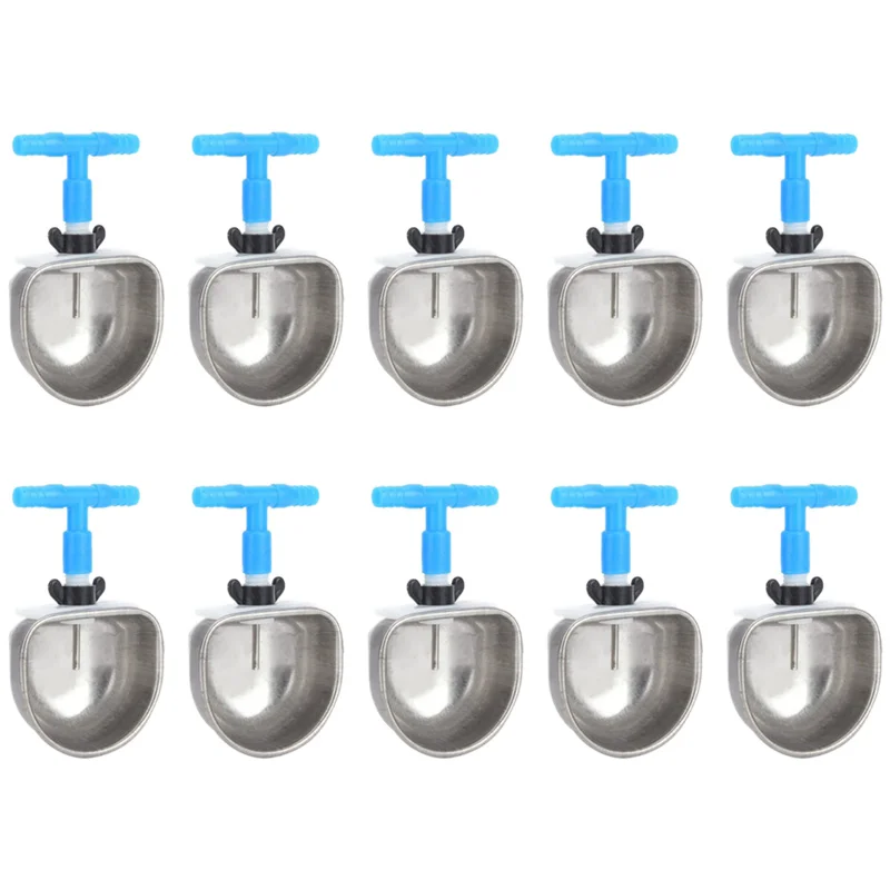 

ABUN-10 Sets Stainless Steel Drinker, Breeding Equipment Anti Scratch Stainless Steel Nipple Drinking(Siamese)