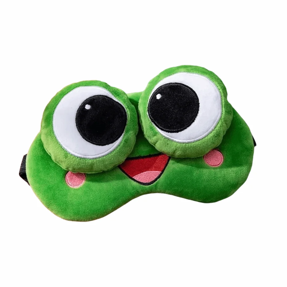 Lovely Cartoon Frog Sleep Eye Mask Green Big Eyes Breathable Shading Sleep Mask Skin-friendly Sleeping Eye Cover Travel Nap