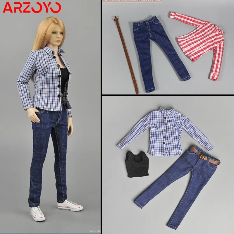 

In Stock ZYTOYS ZY5030 1/6 Scale Female Red Grid Shirt Jeans Set Casual Clothes Model Fit 12'' Soldier Action Figure Body Dolls