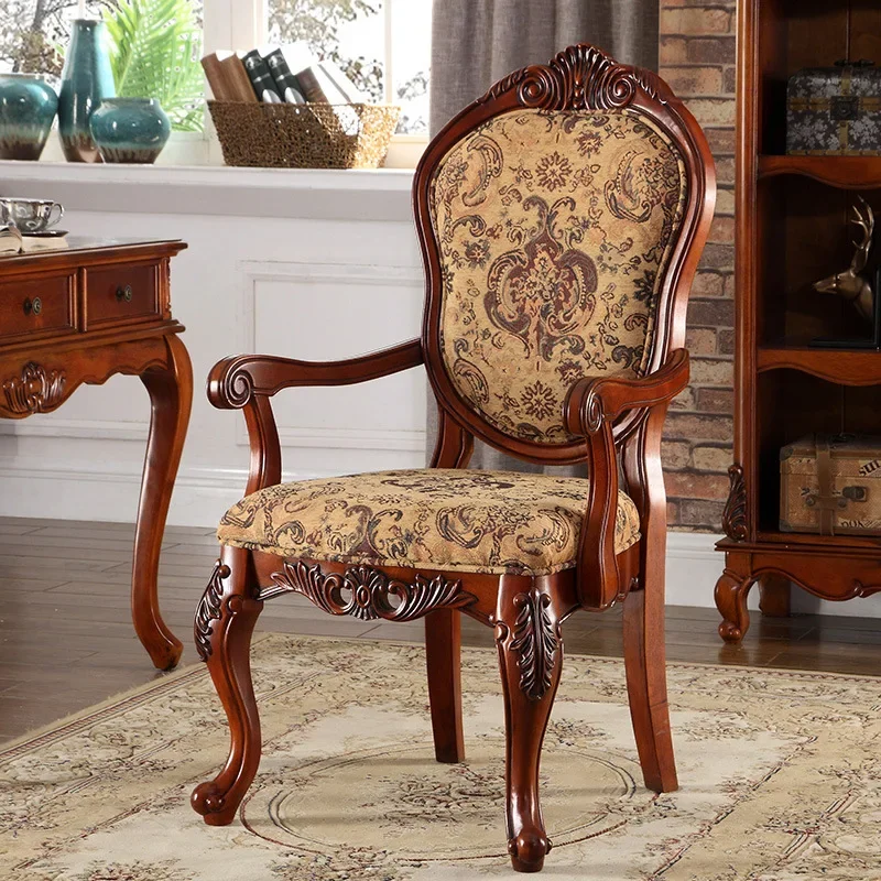 American Book Chair Household Solid Wood Book Chair Leisure All Solid Wood Computer  with Armrest Book