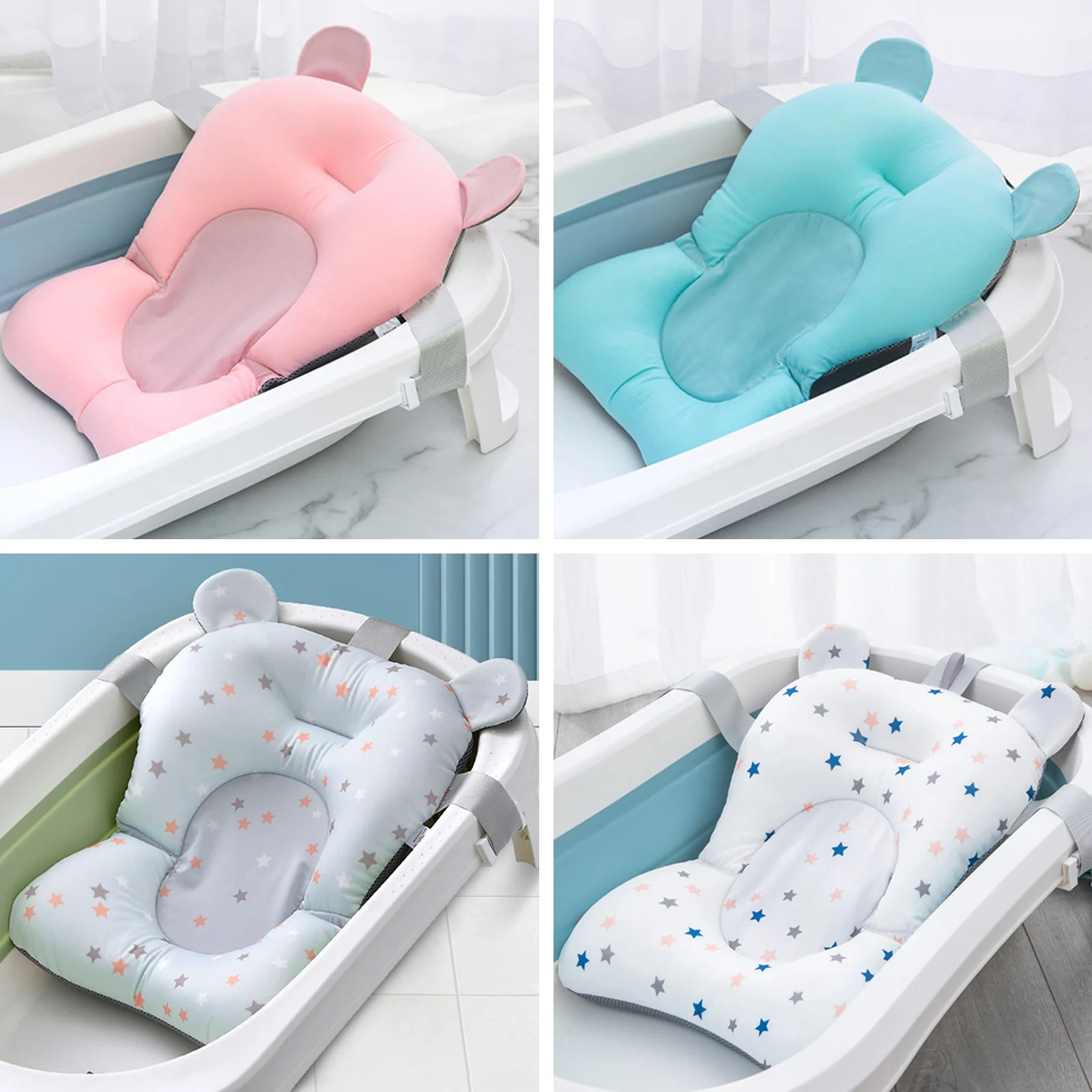 

Universal Baby Bath Pad Floating Non-slip Infant Bath Tub Cushion Pillow Support Seat for Newborn Boys Girls 0-12 Months