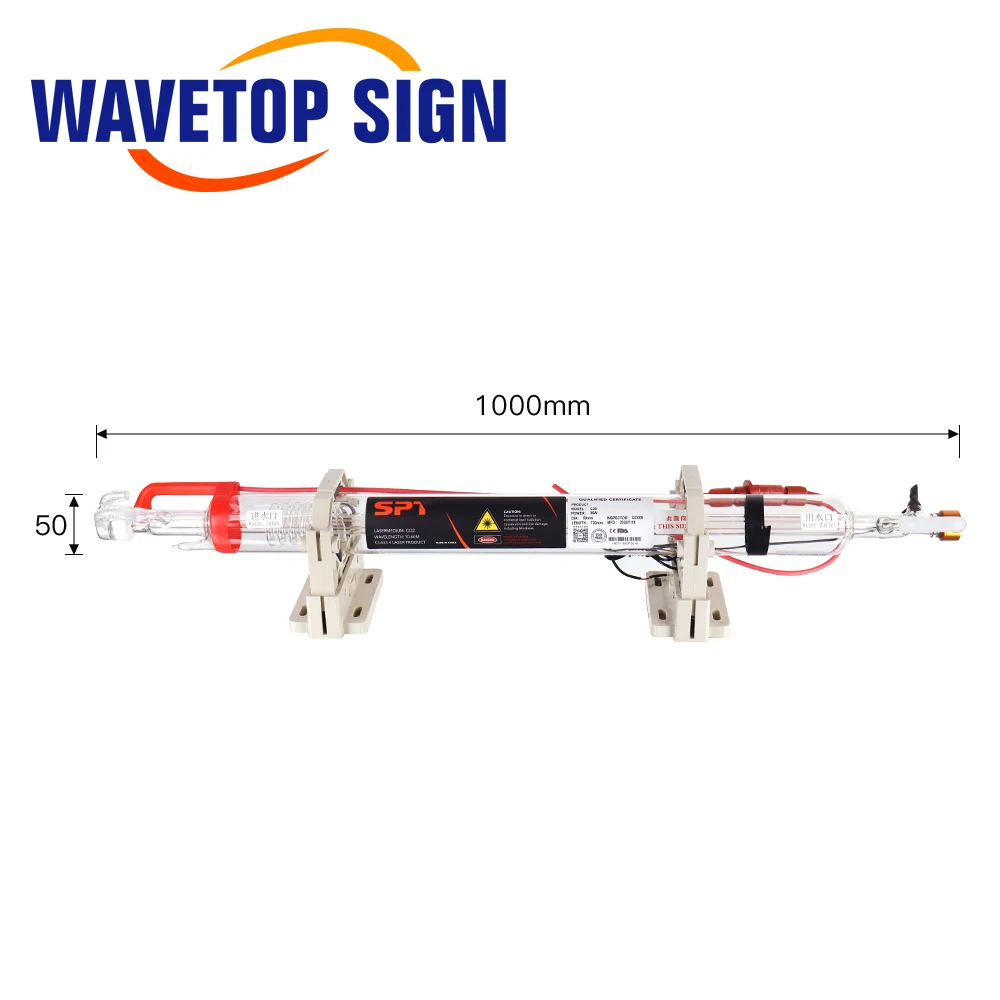 WaveTopSign Co2 Glass Laser Tube 1000mm 50W Glass Laser Lamp for CO2 Laser Engraving Cutting Machine Marking Equipment Parts