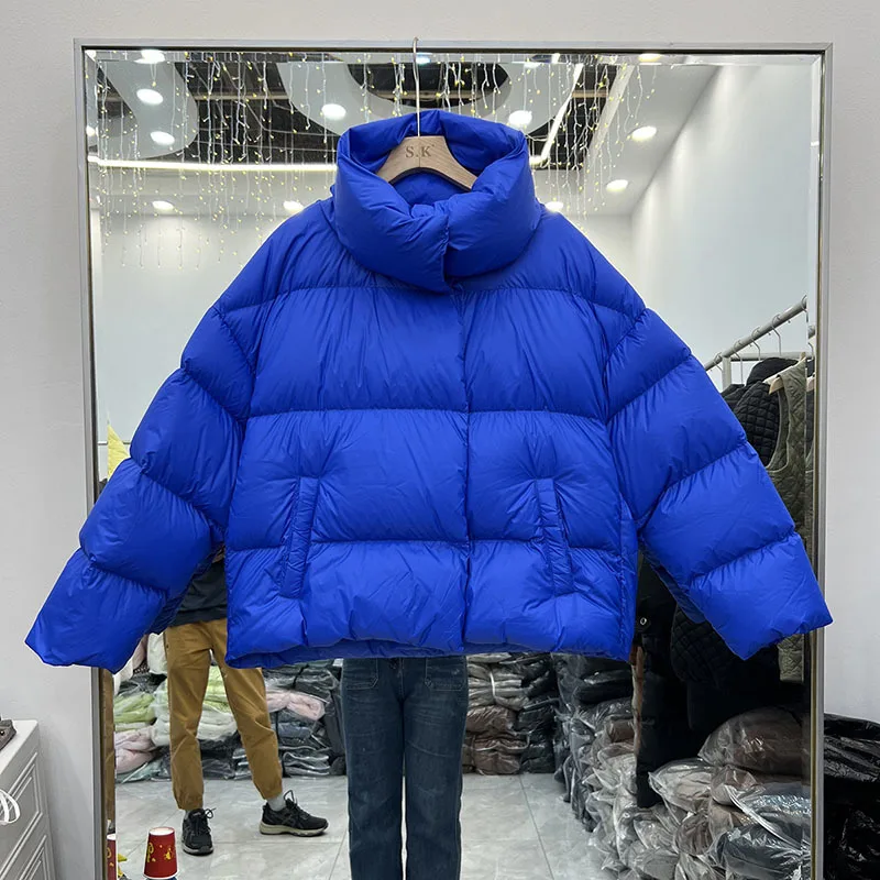 Oversized pato para baixo casacos de enchimento longo para baixo jaquetas inverno moda cocoon pão estilo para baixo casacos feminino grosso quente