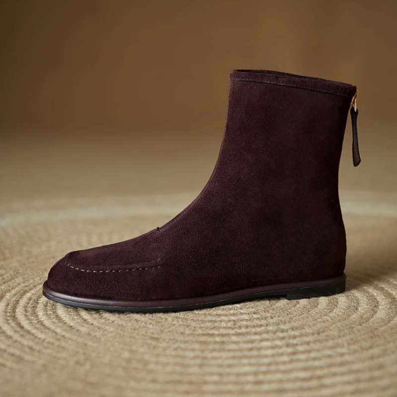 QUTAA Women's Suede Ankle Boots - Casual Winter Short Boot