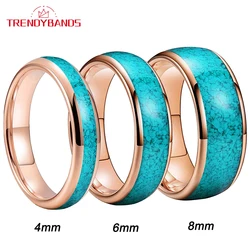 4mm 6mm 8mm Tungsten Carbide Engagement Ring Wedding Band for Men Women Turquoise Fashion Jewelry Comfort Fit