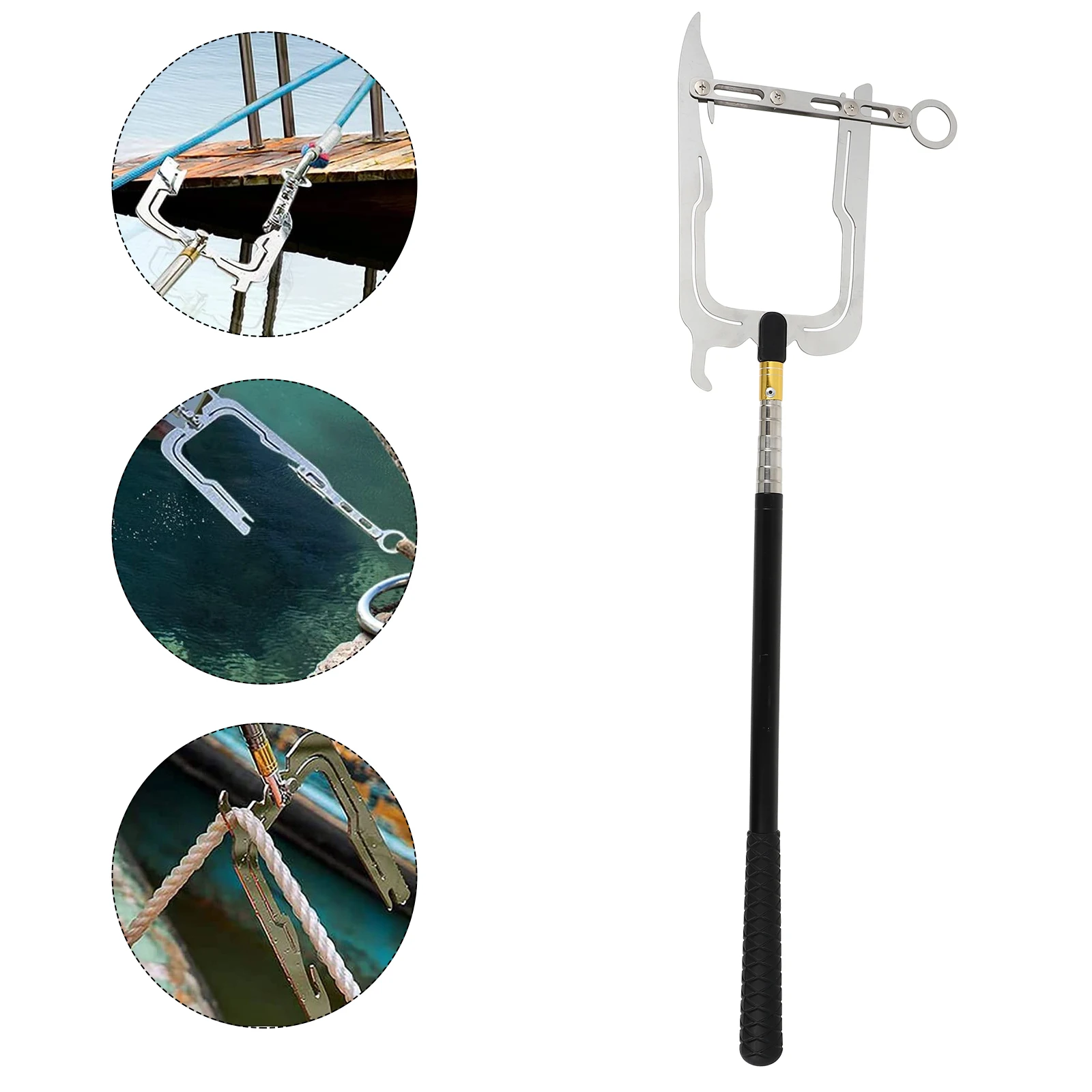 

Boat Hook Threader Telescopic Telescope Premium Stainless Steel Metal Hooks Practical