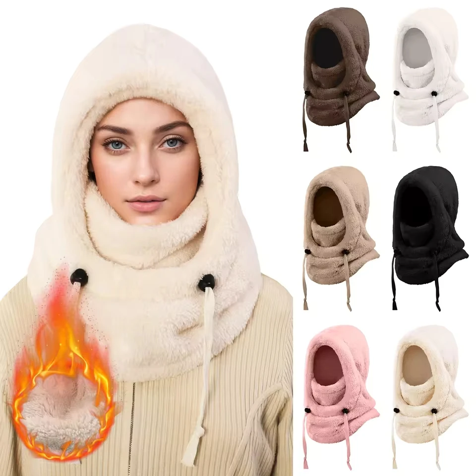 

Women Plush Knit Winter Hat Cute Ear Warming Yarn Hat That Makes Face Look Smaller Cold Proof Lei Feng Cap Hat Set