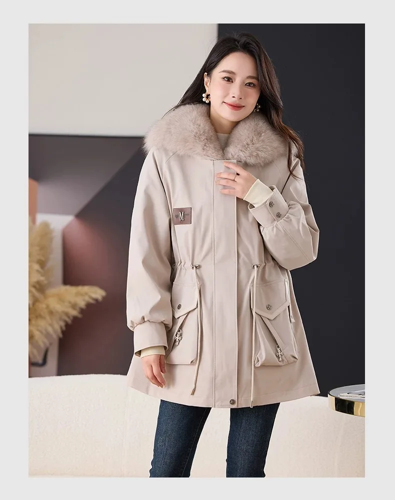 Women's Luxury Fox Fur Parka 2025 Warm Winter Coat Real Natural Cold Weather Outerwear with Detachable Rabbit Fur Inner Liner - Image 4