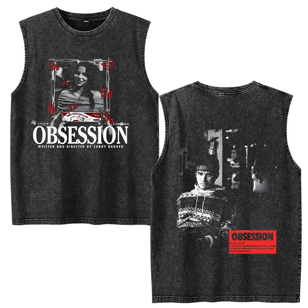 Horror Movie Obsession One Wish Willow Washed Vest T-shirt Men's Clothing Gothic Vintage Sleeveless Tank Tops Oversized T Shirts