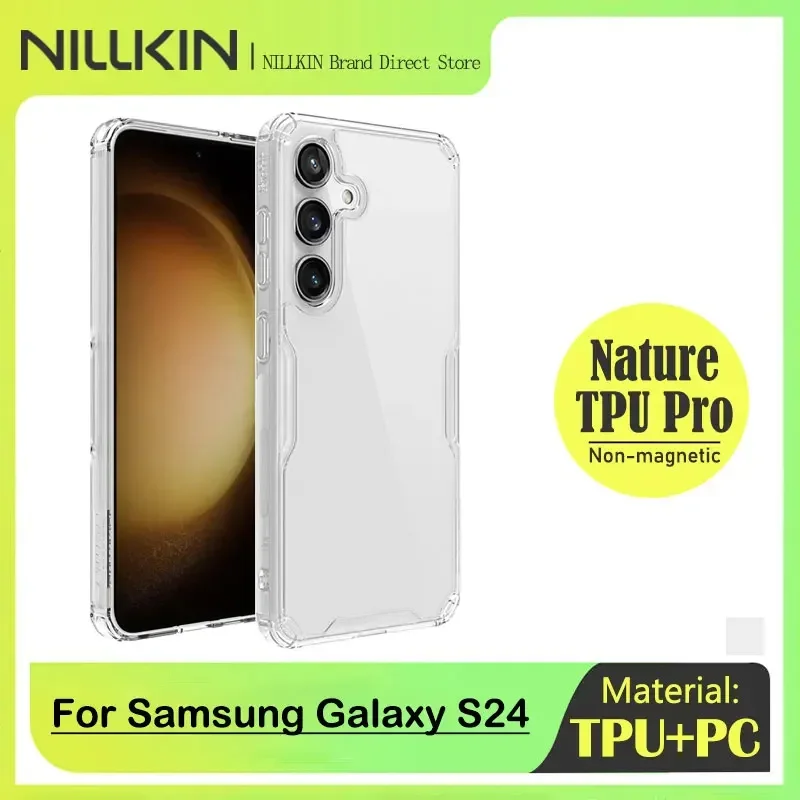 حافظة Nillkin Nature TPU Pro لهاتف Samsung Galaxy S24، حافظة شفافة شفافة جاهزة، غطاء ناعم، مقاومة للماء، مضادة للبصمات