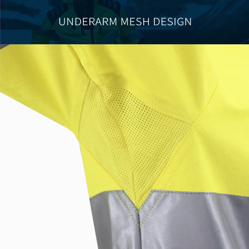 Hi Vis Shirts Met Zak Veiligheid Werk Shirts Voor Mannen Bouw Ademende Zomer Reflecterende Kleding