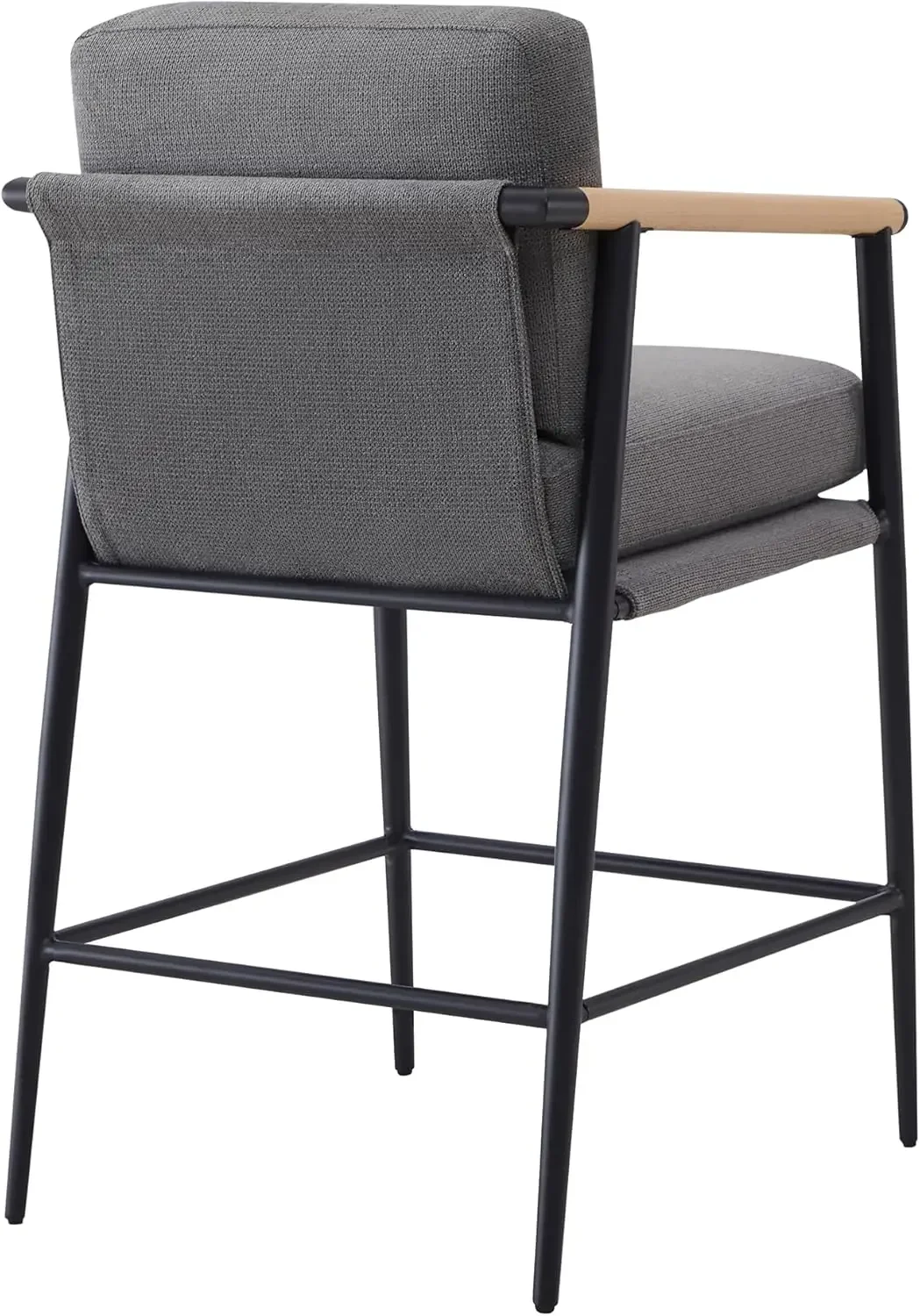 

Новинка! Скидка! Набор из 2 барных стульев в стиле Mid-Century Modern, высота 26 дюймов, с обивкой и деревянными подлокотниками
