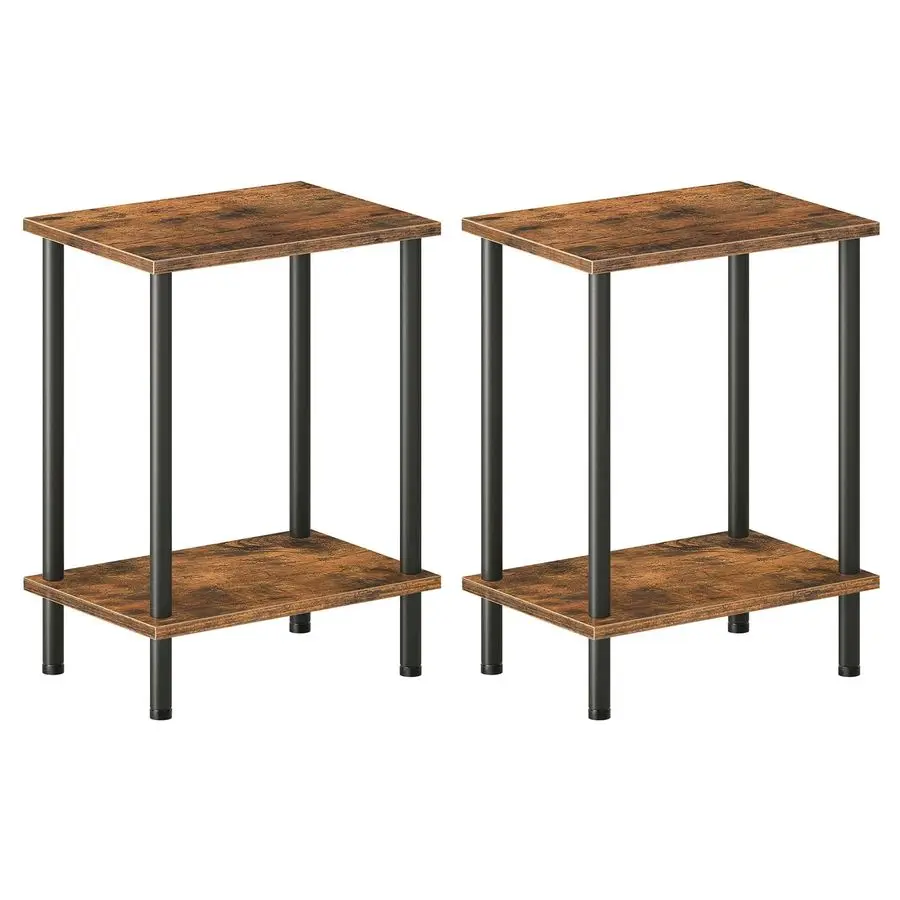 

End Tables Set of 2, Small Side Table, Nightstand with 2Layer Storage Shelves, Sofa Table for Small Spaces, Living Room, Bedroo