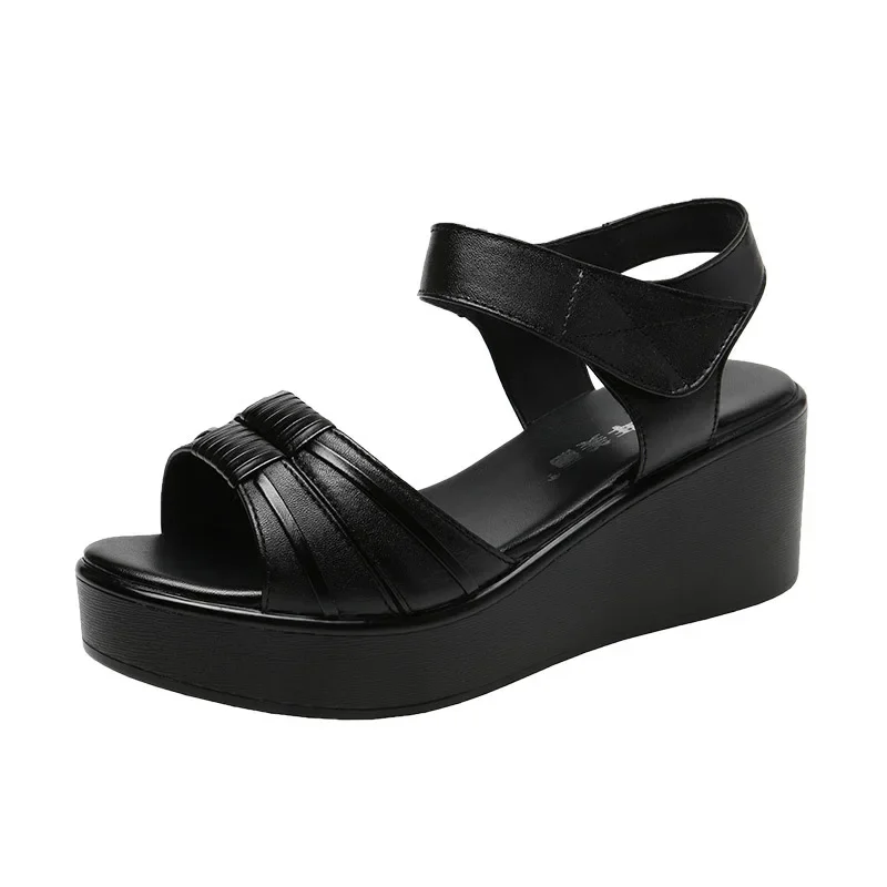 Plus Size 33-43 Casual Comfortable Beach Mother Daily Medium Heels Shoes Women Summer 2024 Chunky Platform Wedges Sandals