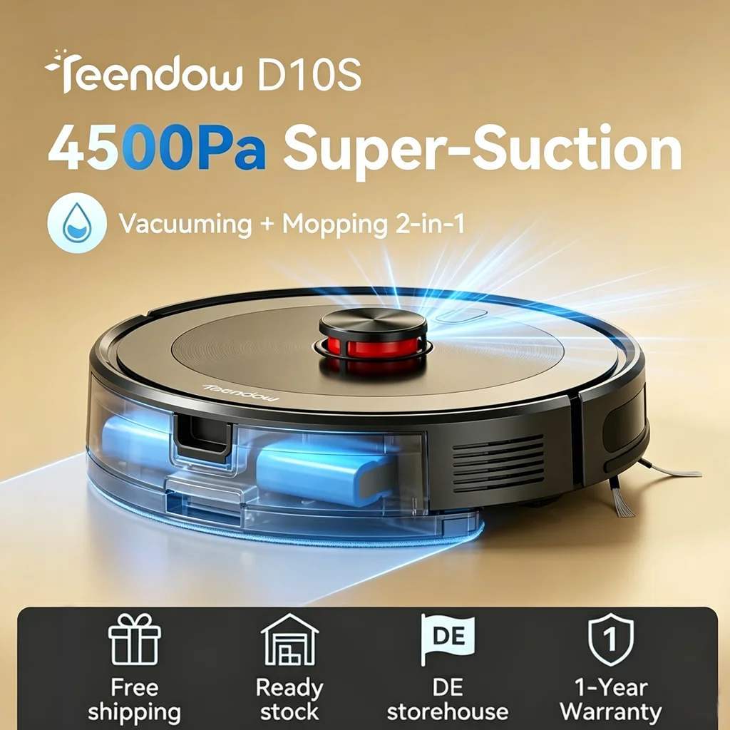 Teendow D10S Robotstofzuiger 5000Pa Slimme LDS-navigatie Zelfleegstation APP-besturing Thuisvloer dweilen Tapijtreiniging