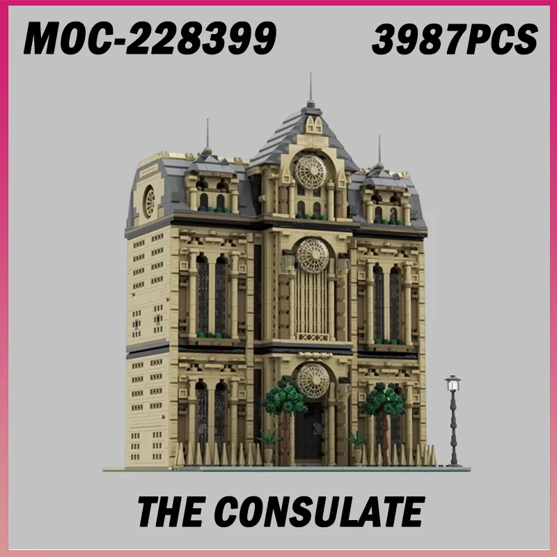 3987 قطعة MOC-228399 القنبول مدينة عرض الشارع العمارة نموذج اللبنات لعبة الطوب هدية الكريسماس سطح المكتب الديكور