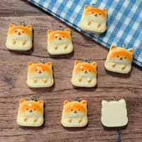 10Pcs Kawaii Puppy Shaped Bread Resin Charms, Cartoon Dog Food Pendants Jewelry Findings for Earring Necklace Keychain Craft 3