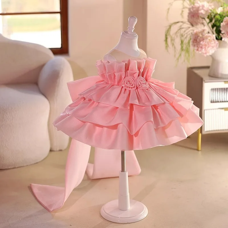 

Children's Dress Girl Princess Dress Elegant Piano Performance Party Flower Girl Wedding Little Girl First Birthday Puffy Dress