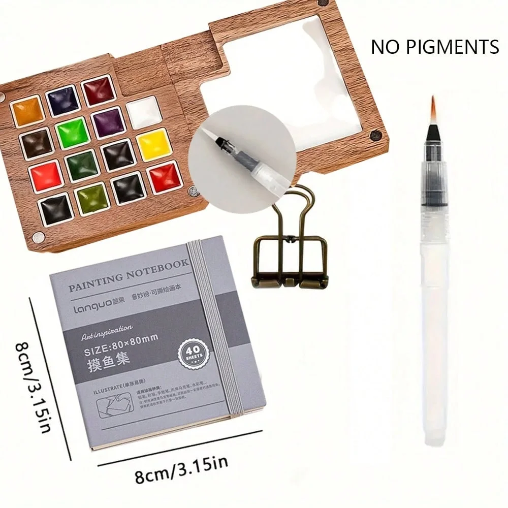 

Travel Paint Palette Pocket Artist Watercolor Set Mini Watercolor Palette Set Wooden Grid Paint Box Gift for Kids