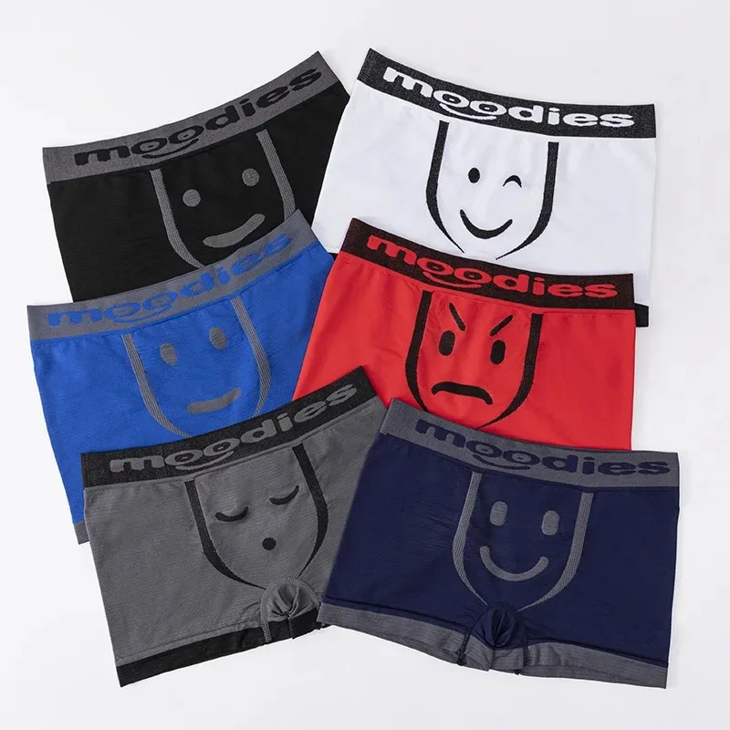 Men's Boxer Boxer Cartoon Expression Pack Polyester Seamless Men's Boxer Underwear Mens Underwear  mens boxers