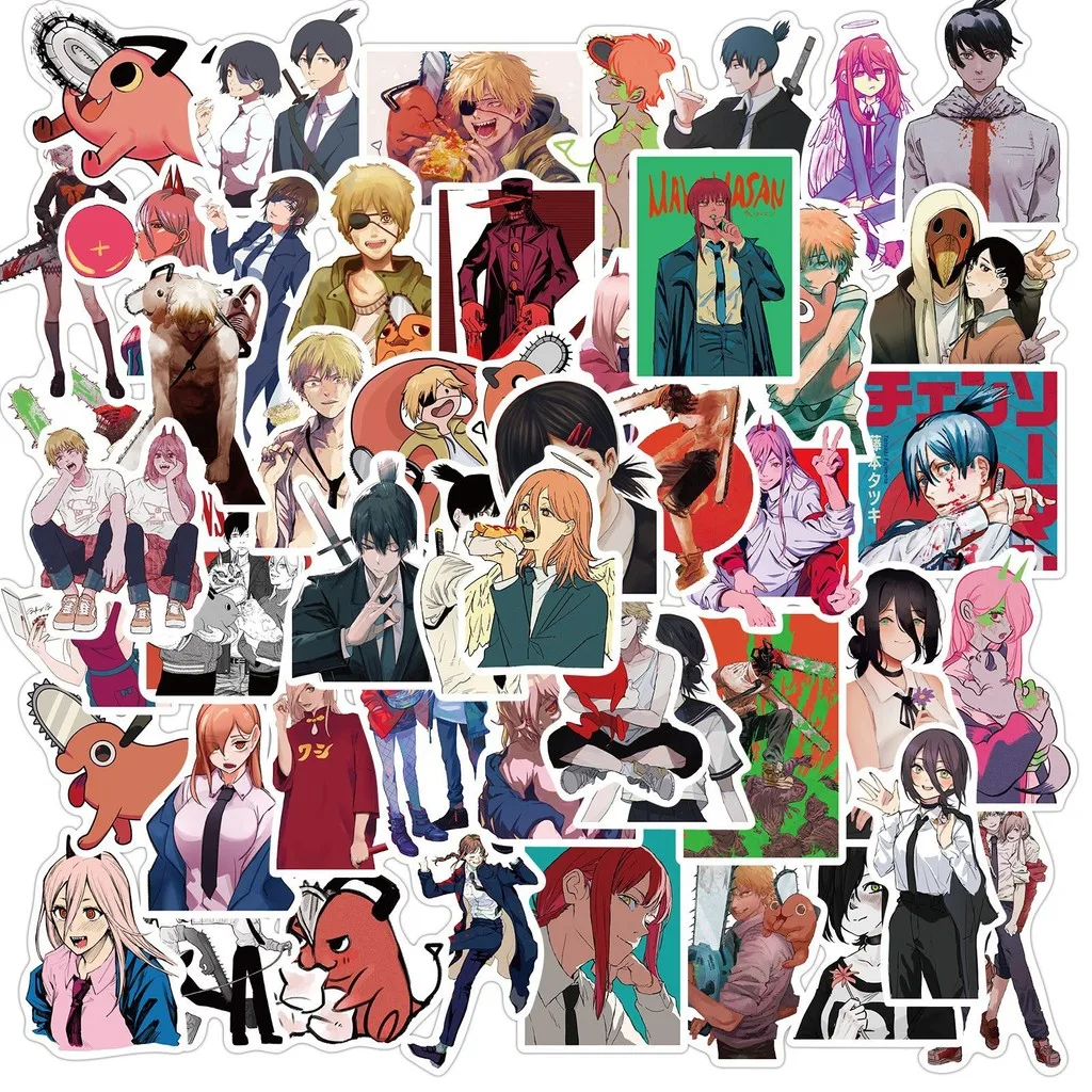 

50 Pcs Anime Chainsaw Man Graffiti Stickers - Waterproof Decals for Luggage, Motorcycle, Luggage Trolley, Notebook, Phone Case