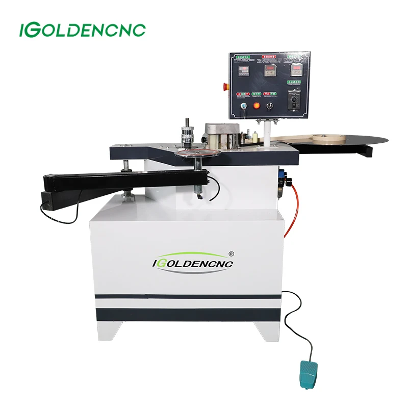 Curve Line Straight Edge Banding Machine With Swing Arm Double Sided Glue Speed