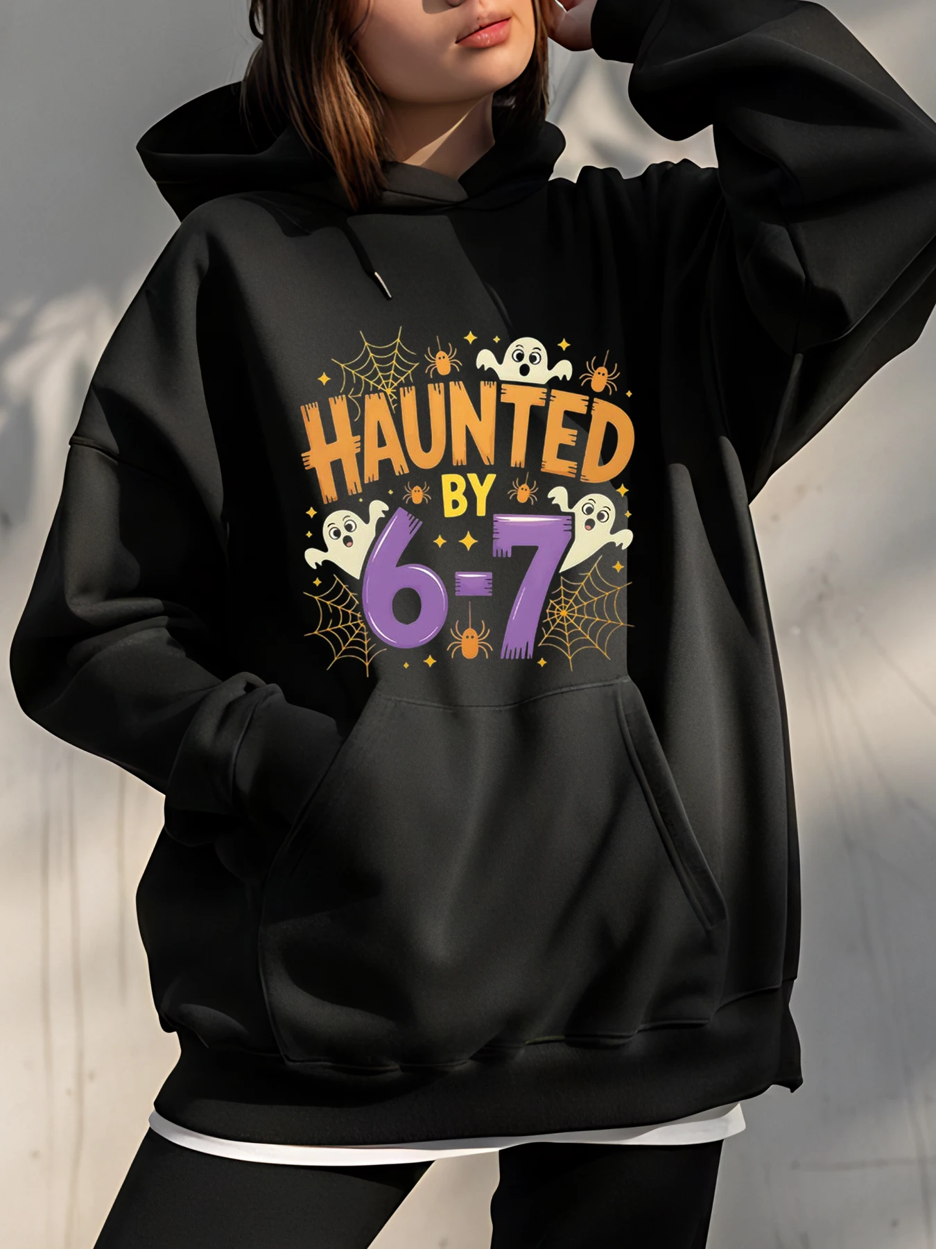 

Толстовка с принтом на Хэллоуин, свободный крой, повседневный стиль, дизайн с капающими глазами 677, женская, уличная одежда