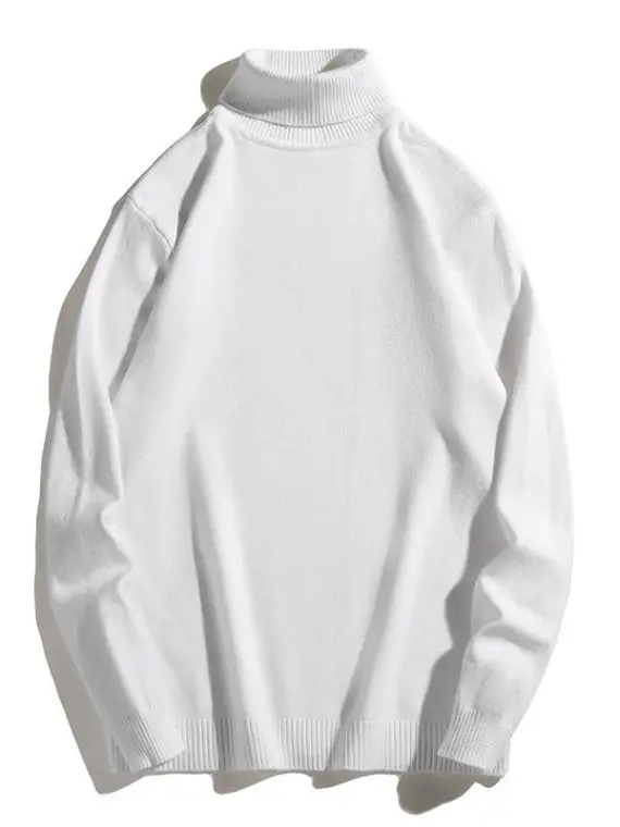 Мужской трикотаж в японском стиле в стиле ретро с высоким воротником, свободный крой, базовый слой, однотонная внутренняя верхняя одежда, модная осень-зима