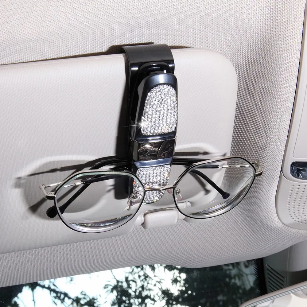 Auto Car Vehicle Sun Visor Clip Holder for Sunglasses Car Accessories Bling Double Layer Glasses Holders for Car Sun Visor Cute