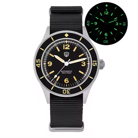 Watchdives 50-Fathoms Watch NH38 Movement BGW9 Luminous 300m Waterproof Bubble Sapphire Crystal Wristwatch 40mm Vintage Watches