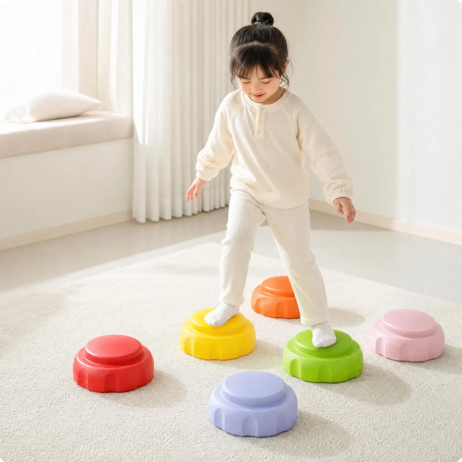 Balance Toy for Children Round Stepping Stones Plastic Sensory Blocks for Coordination and Active Play