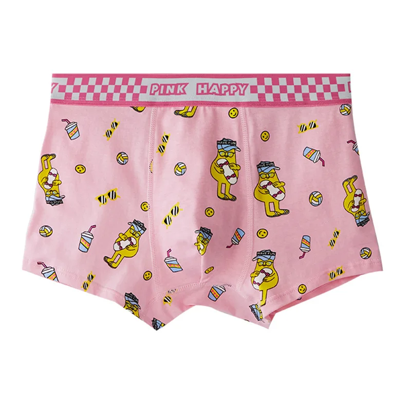 Youth Pink Cute Underwear for Men Pure Cotton Antibacterial Boxer Shorts Student Breathable Large Panties Aro Pants Boys Trunks